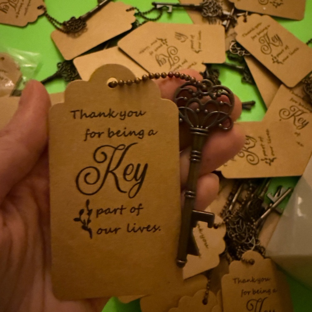 Vintage Style Skeleton Key with Thank You Tag